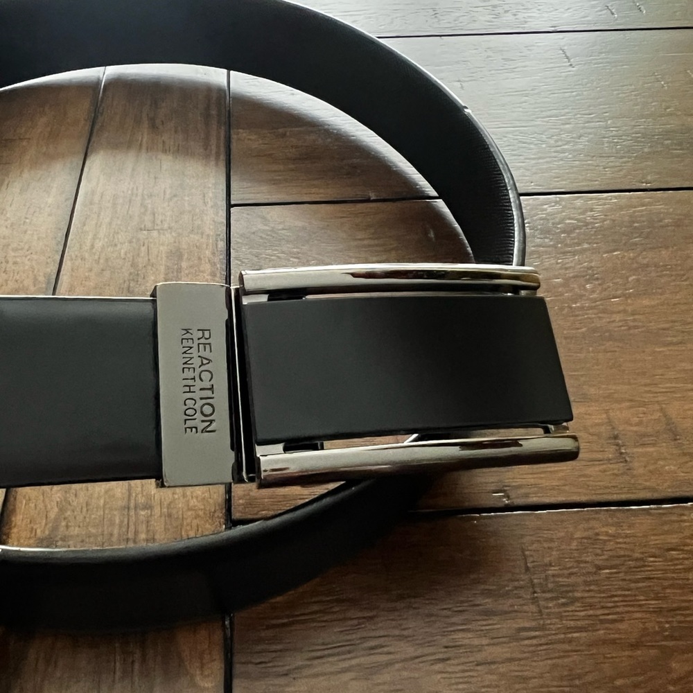 Kenneth Cole Reaction Black and Gunmetal Adjustable Belt